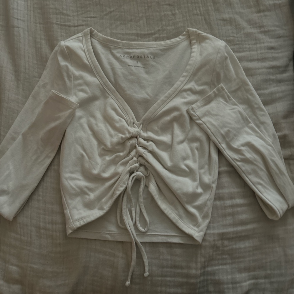 white aero cropped long sleeve